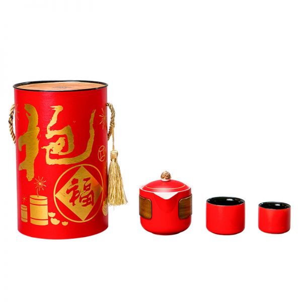 【八方聚财】2022新年茶具套装礼盒 手抓壶+大杯+小杯 公司年会员工福利伴手礼