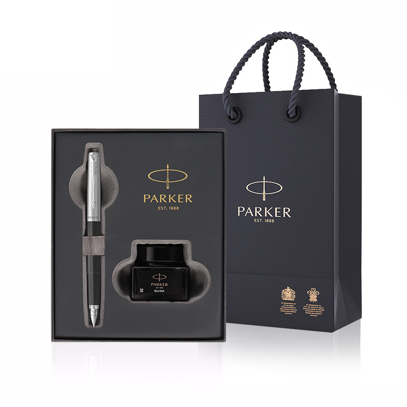 派克PARKER 乔特复古黑色墨水笔+深灰小墨水礼盒套装 200元会议礼品推荐