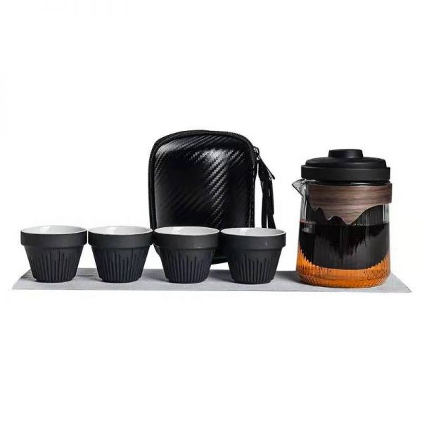 防烫快客杯一壶四杯便携式旅行茶具 车载户外收纳极简功夫茶具套装 公司纪念礼品