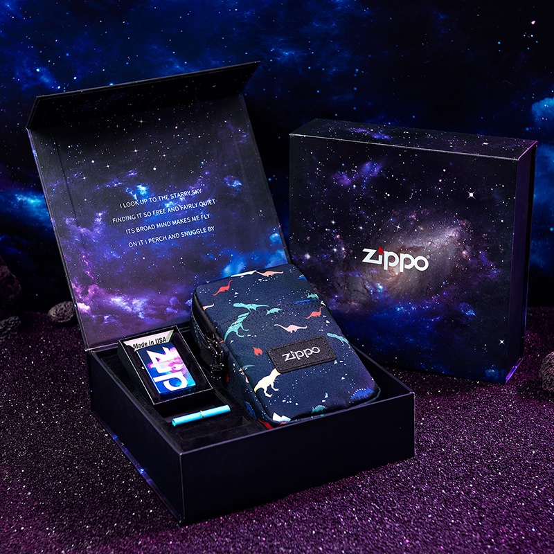 Zippo幻彩星空双面大标+小恐龙包礼盒 男士商务礼品