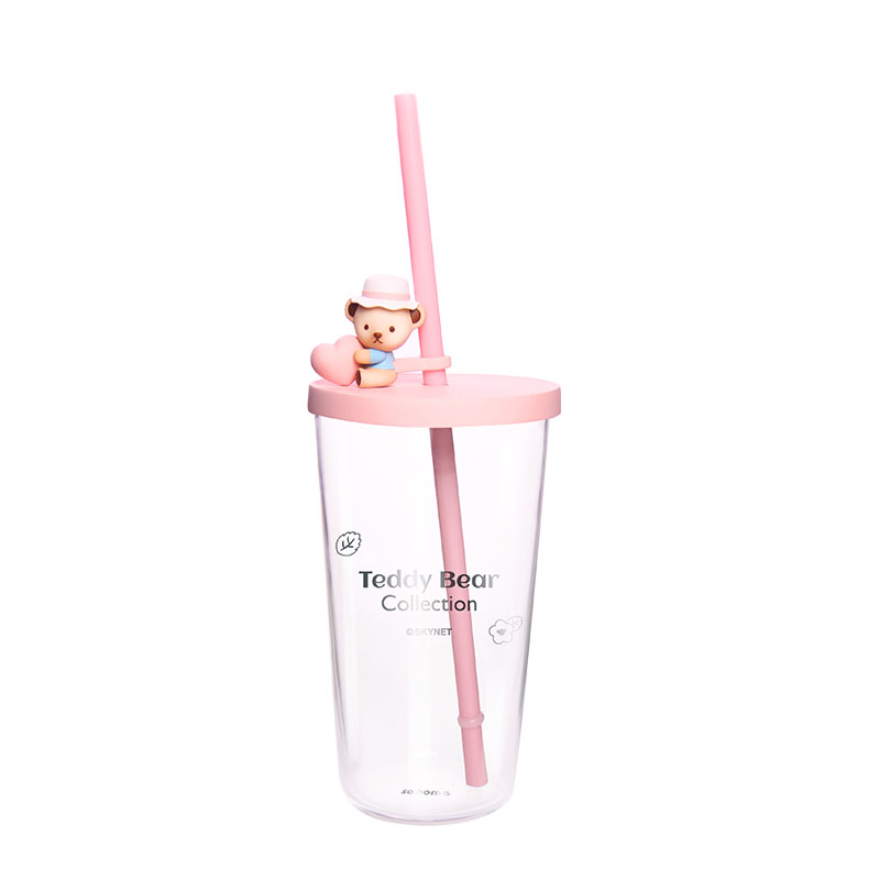 泰迪珍藏玻璃吸管杯400ml 精美设计 关怀小礼品