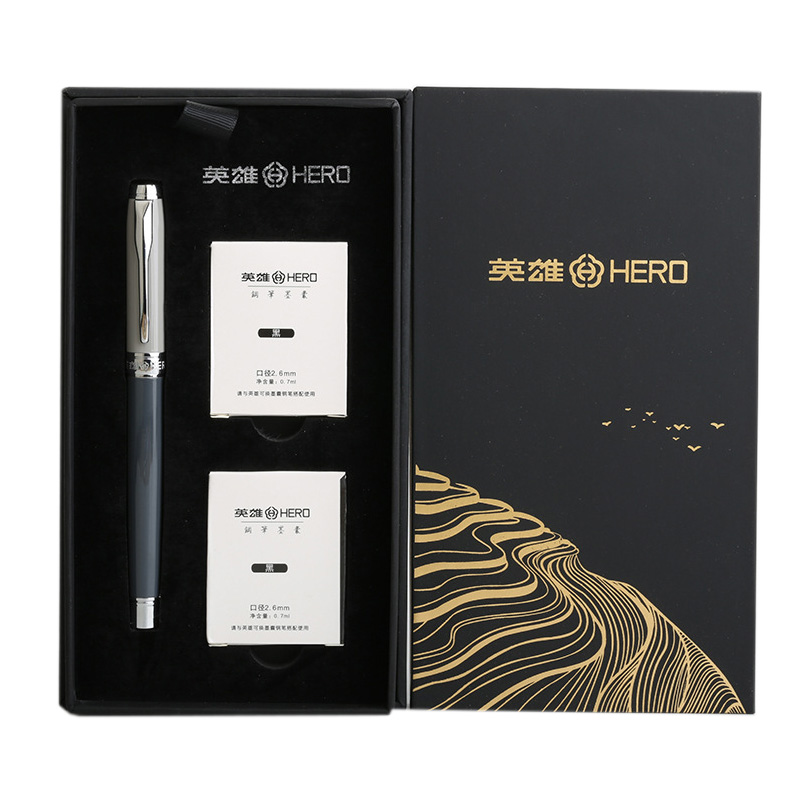 英雄（Hero）商务办公钢笔墨水墨囊礼盒 简约时尚铱金笔签字笔 商务伴手礼一般送什么