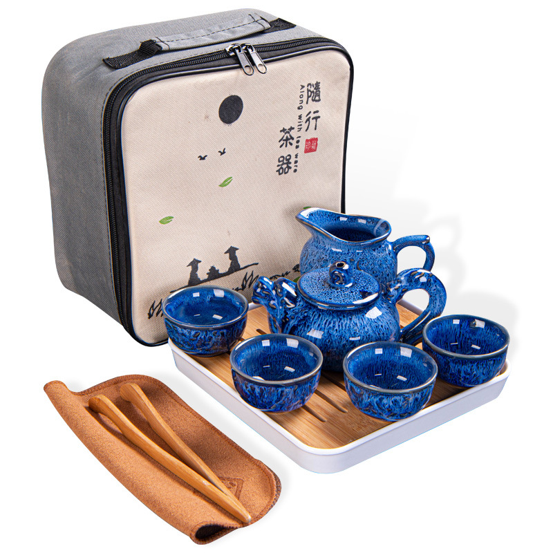 创意龙壶旅行茶具套装 便携式茶具包一壶四杯功夫茶具礼包 送客户礼品