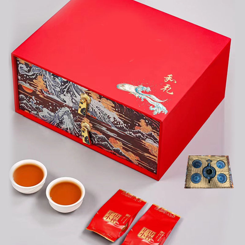 【和礼红茶礼盒】钧瓷拉丝釉一壶四杯+武夷山正山小种茶具茶叶组合套装 商务伴手礼