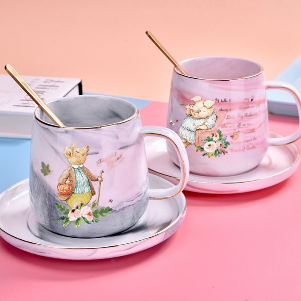 比得兔 大理石纹咖啡杯/碟 情人小礼品