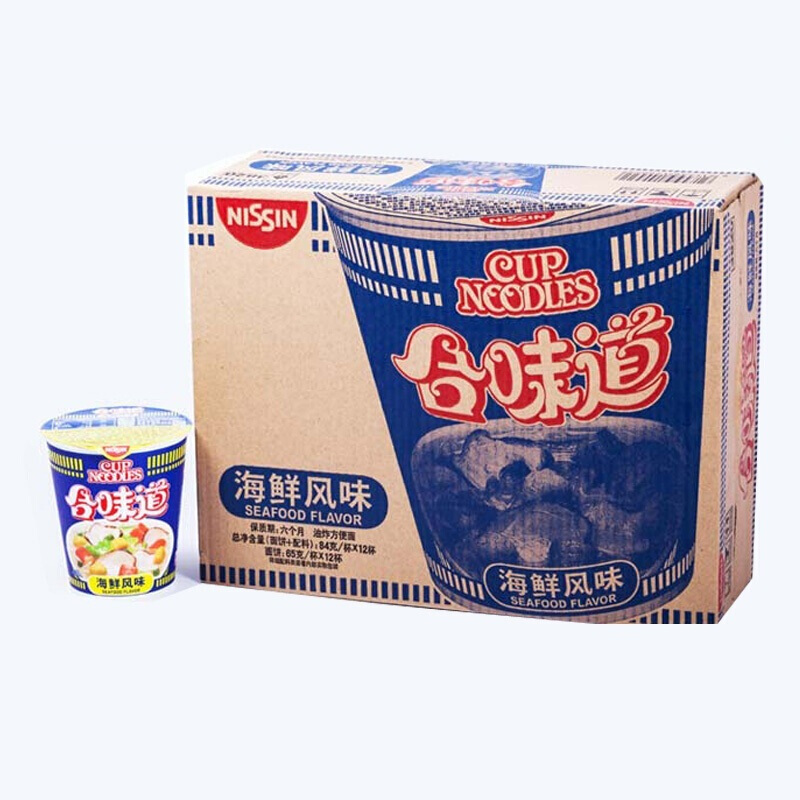 NISSIN/日清 合味道泡面多种口味方便面速食方便食品12杯整箱装 海鲜风味84g*12