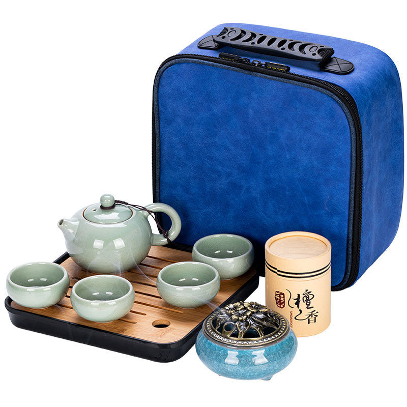 七彩香道旅行茶具套装 陶瓷茶具礼盒 公司年会企业礼盒定制 茶具伴手礼