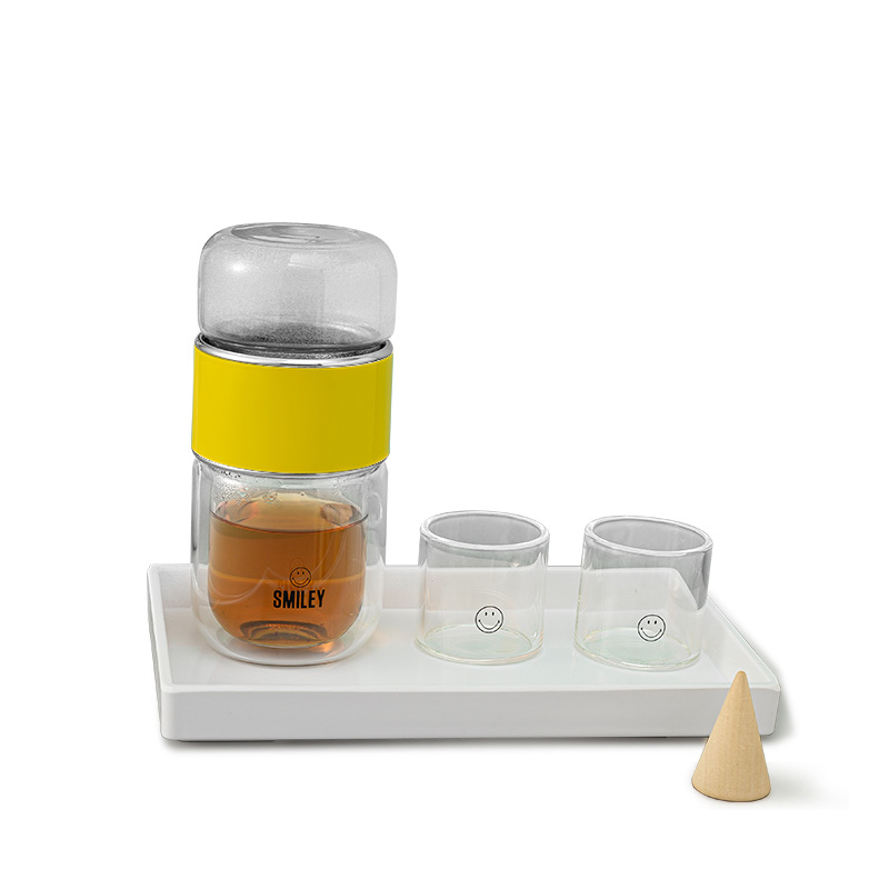 笑脸（SMILEY）满乐茶饮组合 便携玻璃旅行家用茶具+茶杯组合 公司商务礼品定制