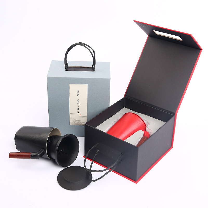 创意陶瓷过滤马克杯 茶水分离泡茶带盖水杯 公司宣传小礼品