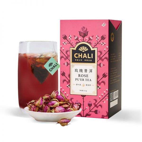 【玫瑰普洱】chali 玫瑰普洱茶玫瑰花茶组合茶包18袋 年会奖品