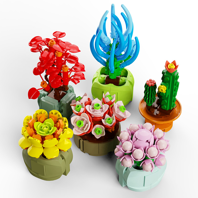 盲盒多肉积木花植物小颗粒拼装玩具    创意小礼品
