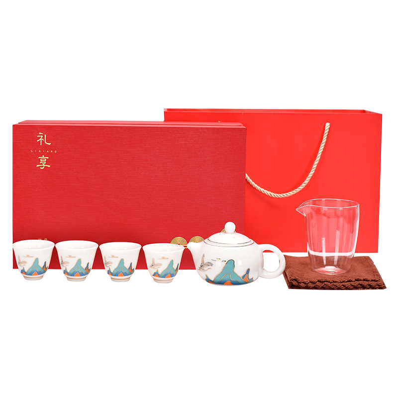 德化观山羊脂玉瓷功夫茶具套装 时尚美观 商务活动赠品