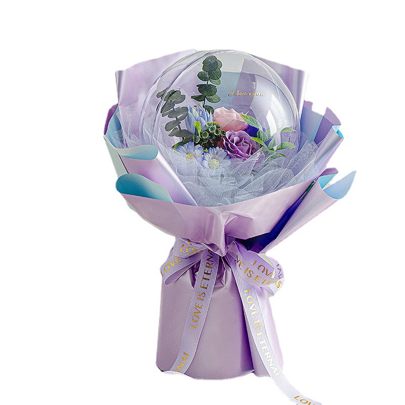波波球手捧花香皂花花束  送女友女生永久生日礼物 干花教师节情人节礼品