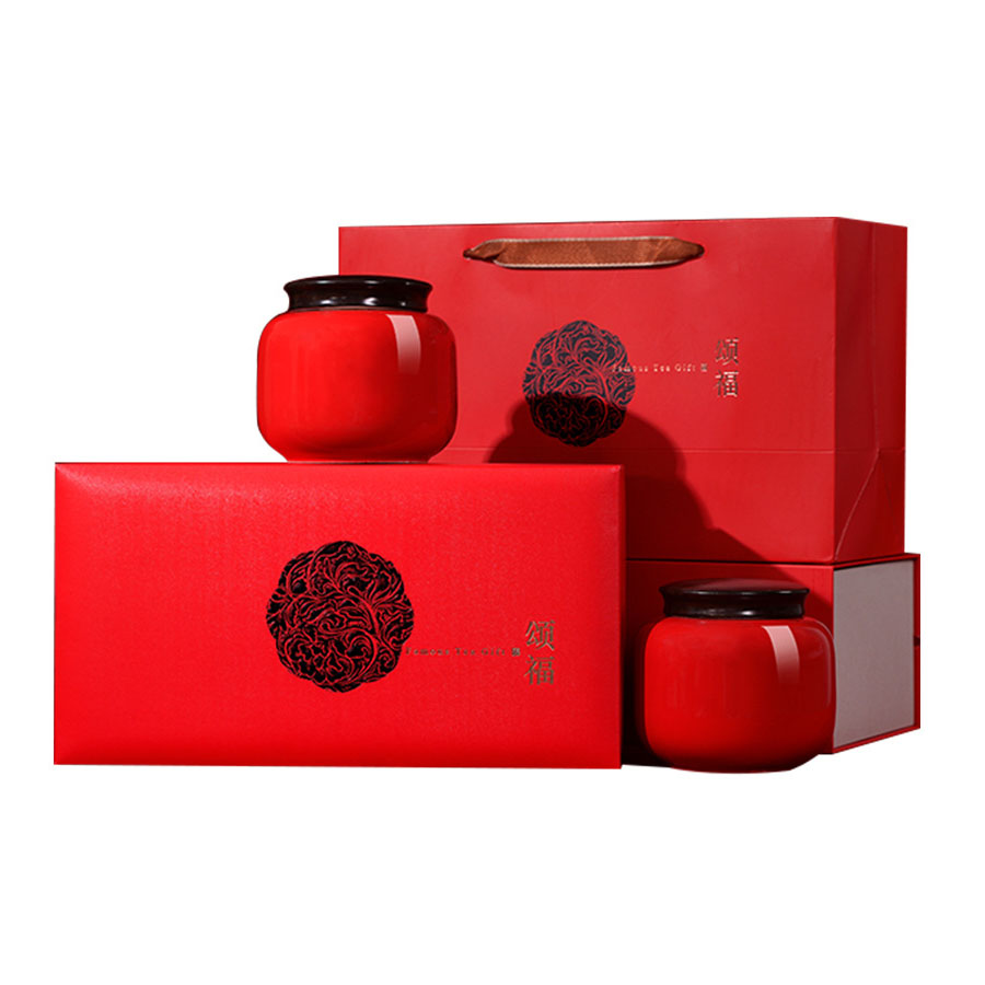 【颂福】武夷山茶叶大红袍金骏眉红茶陶瓷罐装组合250g 传统工艺茶叶礼盒套装 送领导礼品