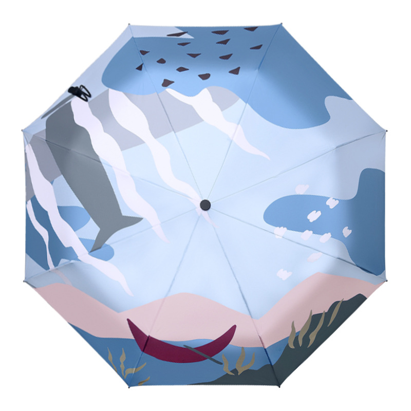 简约森系ins折叠便携太阳伞防晒遮阳全自动晴雨伞     实用活动奖品