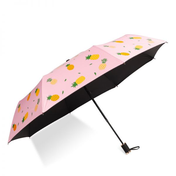 小清新菠萝折叠黑胶晴雨伞  三折防晒防紫外线遮阳伞  活动奖品有哪些