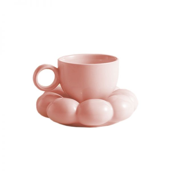 北欧ins网红马克杯 马卡龙色咖啡杯+太阳花杯垫200ml 创意杯具