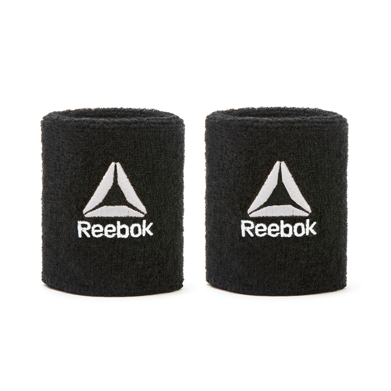 锐步（Reebok）简约纯黑配色运动腕带 透气舒适吸汗护腕 户外运动礼品