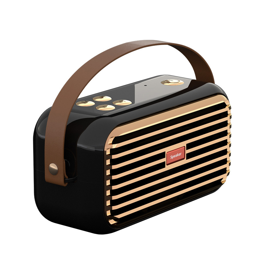 复古手提式立体声蓝牙音箱 TWS插卡收音机无线户外便携蓝牙音响 生日礼品
