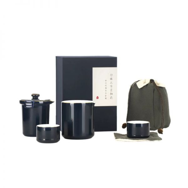 【故宫文创】仿雍正霁蓝釉瓷功夫茶具套装 中国风礼品