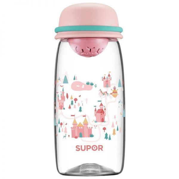 苏泊尔（SUPOR）可爱Q萌丸子帽塑料杯 带茶隔510ml大容量BB杯运动杯 公司活动礼品