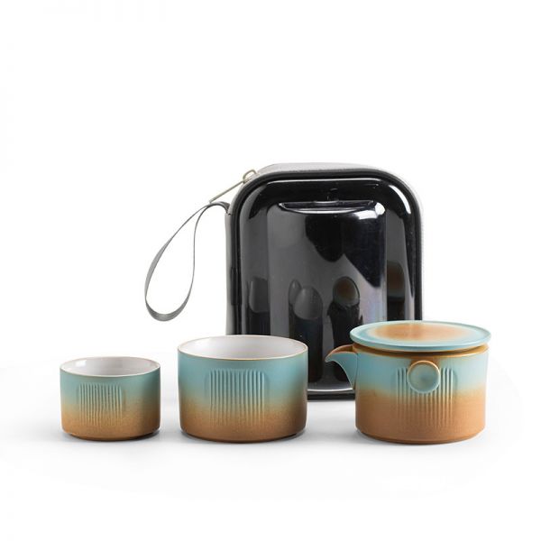 【浮生】渐变便携式旅行茶具套装 一壶两杯/一壶一杯户外便携包快客杯功夫茶杯茶具套装 端午节送什么
