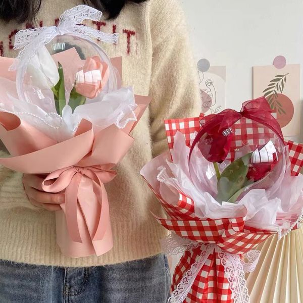 创意仿真郁金香波波球花束 永生花香皂花干花花束 母亲节礼品送什么