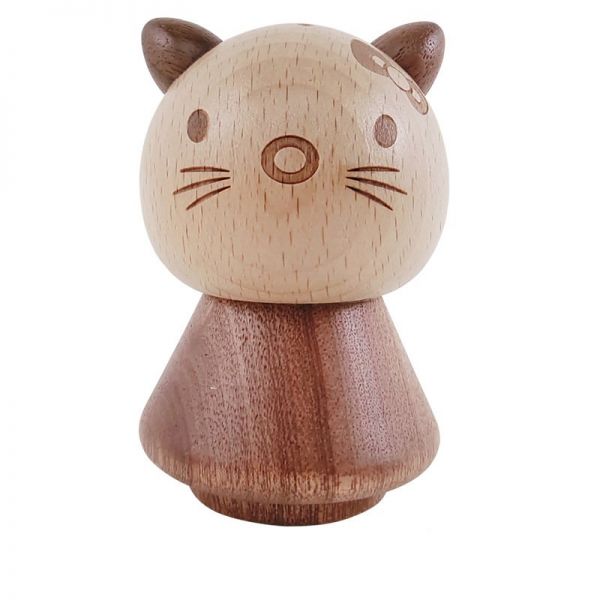 创意实木牙签筒 卡通猫咪木制品摆件 开业礼品