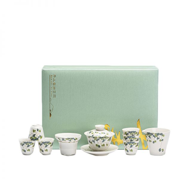 日式复古草木灰釉功夫茶具套装 创意家用防烫盖碗泡茶器茶具礼盒 送客户礼品