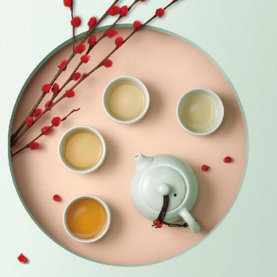 青色喜悦茶具套装    定窑釉面1壶4杯    父亲节礼品推荐