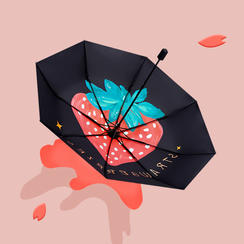  三折黑胶晴雨两用水果伞 遮阳防晒防紫外线 夏季礼品