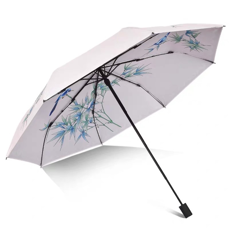 天堂伞 中国风江南竹韵折叠双层防晒遮阳伞晴雨两用伞女
