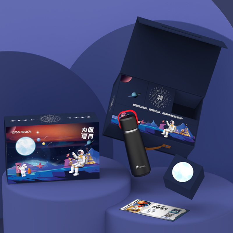 【为你写月】2022年中秋宇航员创意礼盒 BOOM电音保温杯+月饼*6+刀叉 中秋礼品送什么