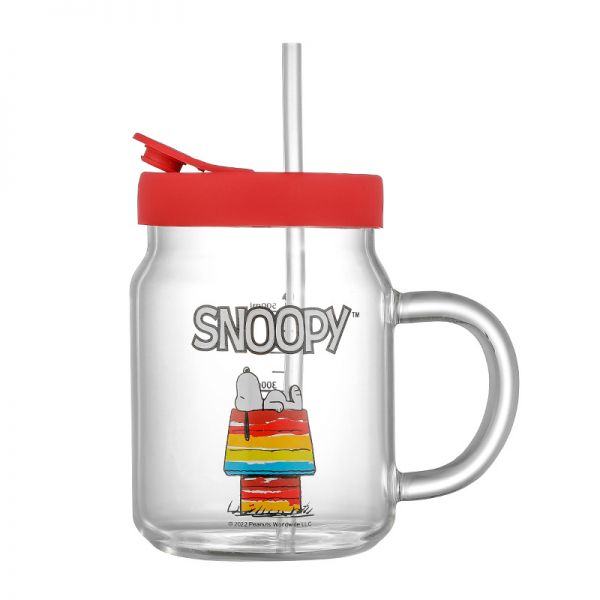 Snoopy史努比 大容量吸管奶茶杯 卡通办公玻璃杯700ml 员工活动礼品