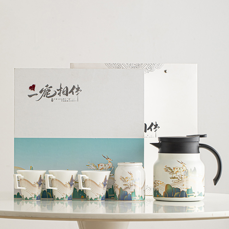 【一鹿莲升】国潮国风焖茶壶套装   大容量焖茶壶+茶叶罐+茶杯*3 特色伴手礼