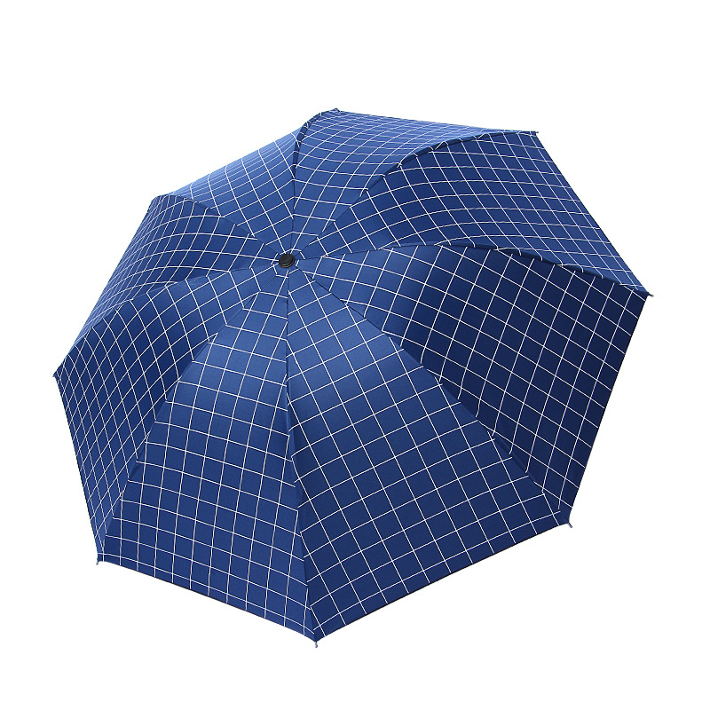 简约格子黑胶防晒太阳伞 防紫外线遮阳晴雨两用伞 纪念伞定制