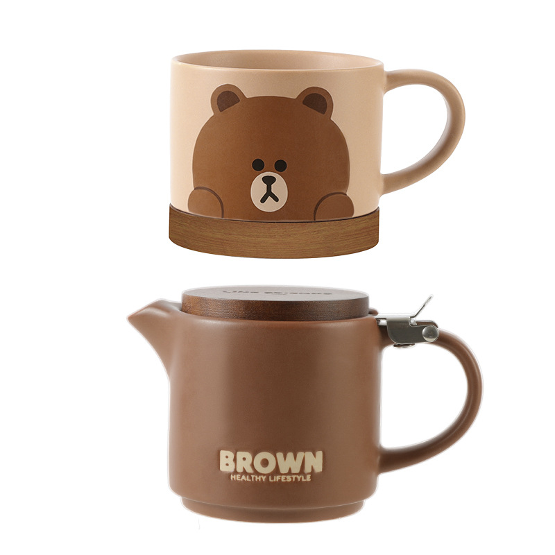 LINE FRIENDS 轻奢陶瓷茶壶套装 办公家用泡茶杯子大容量功夫茶具礼盒 年轻人喜爱的礼品