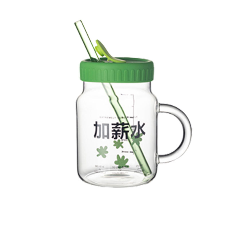 大容量玻璃刻度水杯 带盖家用高颜值奶茶杯 创意杯子礼品