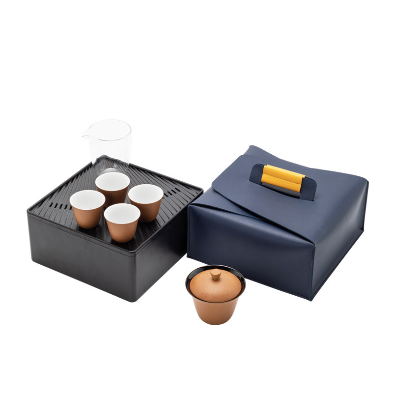 【青枫】旅行快客杯车载茶具套装 便携式户外泡茶壶茶杯功夫茶具小套收纳盒 企业福利