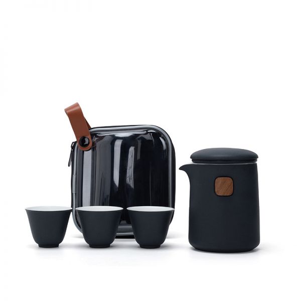 户外一壶三杯旅行功夫茶具套装 便携包陶瓷快客杯泡茶壶茶杯 员工伴手礼