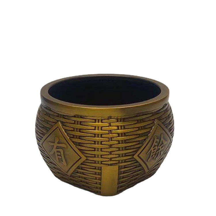 【年年有余】仿古铜器铜工艺品摆件 古玩收藏仿古铜缸 摆件收藏