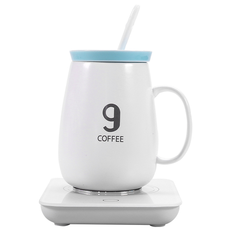 55度加热杯垫 9号马克杯带盖勺恒温暖暖杯 公司小礼品