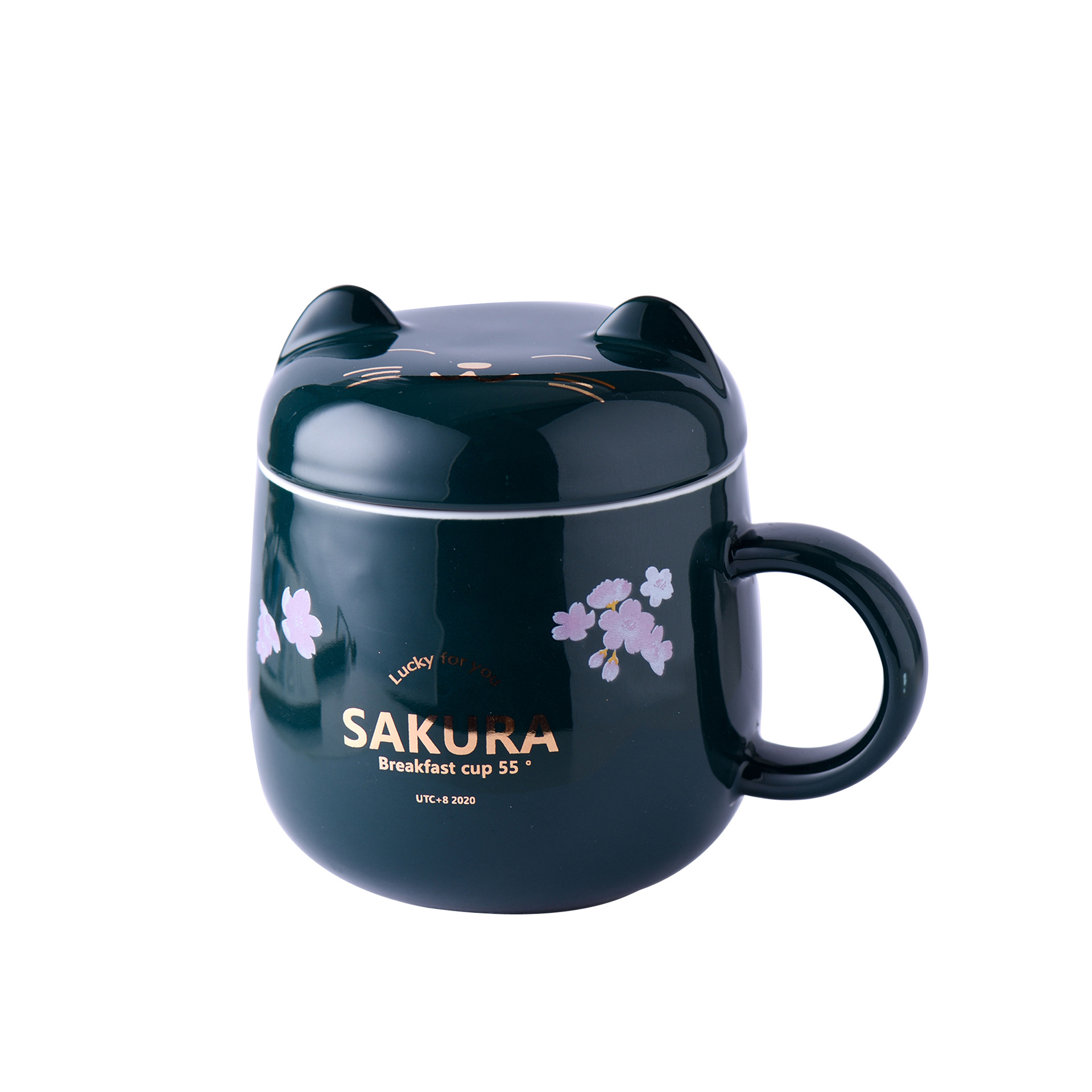 可爱猫咪55°恒温马克杯 樱花暖暖杯陶瓷杯 活动奖品方案