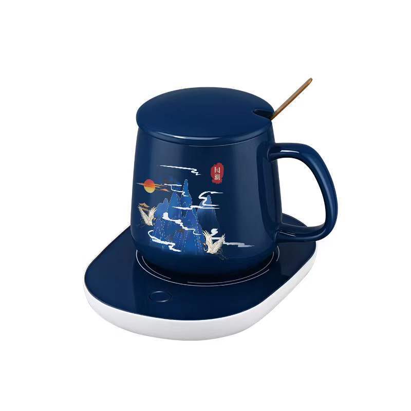 国潮风暖暖杯套装 陶瓷杯+勺子+恒温垫 秋冬实用礼品