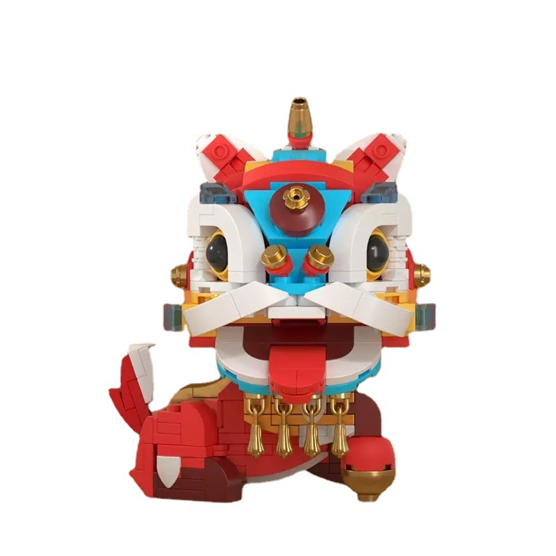 古神兽麒麟醒狮积木 锦鲤拼搭国潮玩具 企业年会礼品