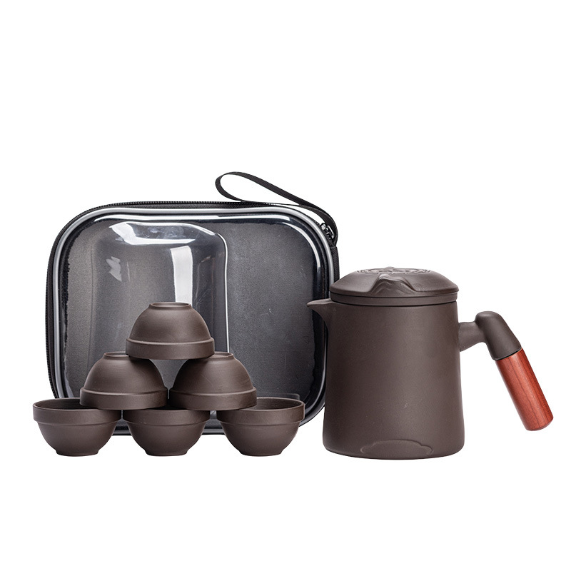 紫砂旅行茶具套装 半手工高温烧制一壶六杯 商务茶具礼品  