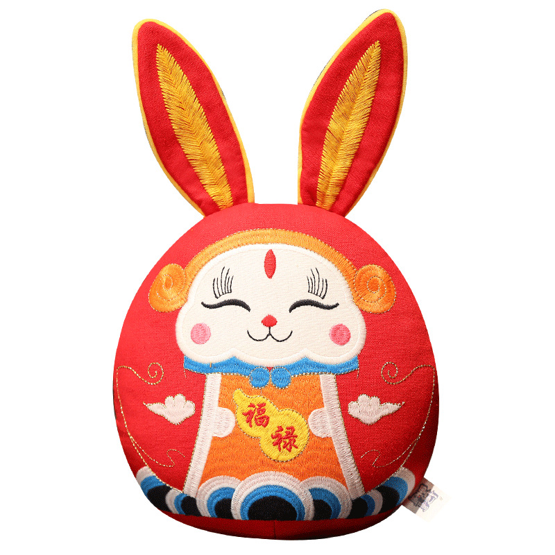 国潮五福兔年生肖吉祥物玩偶    五福兔公仔毛绒玩具     开年活动礼品