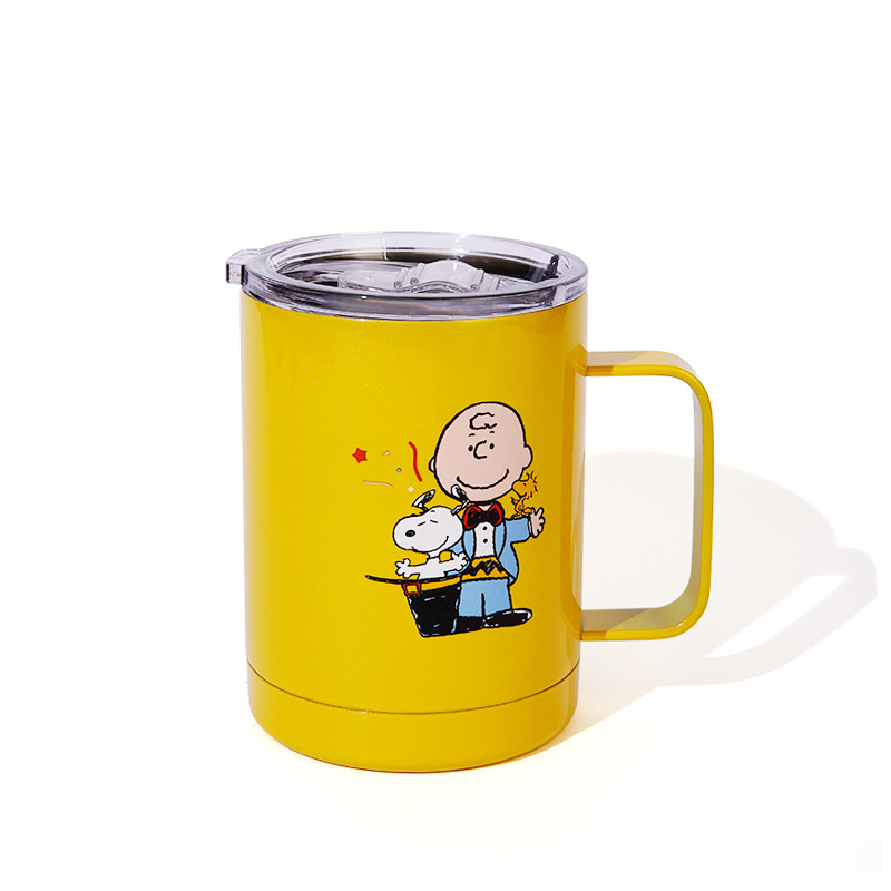 Snoopy 带盖咖啡马克杯 304不锈钢隔热茶杯 员工生日礼品