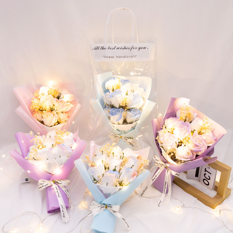 9朵满天星干花花束 香皂花花束伴手礼 三八妇女节礼品