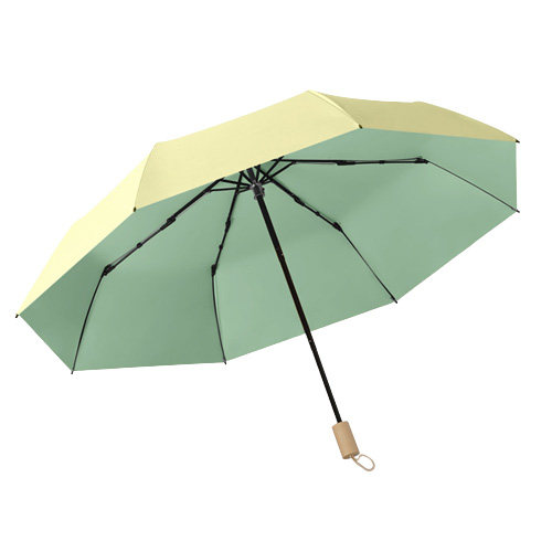 彩胶8骨实木手柄雨伞 简约三折雨伞 商务雨伞定制